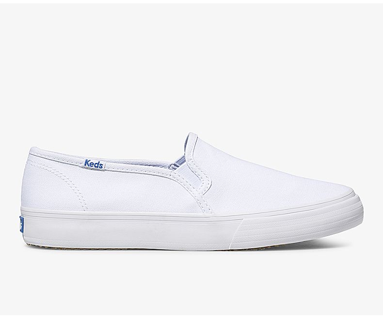 Keds Womens White Slip On Shoes - Keds Double Decker Canvas 648MGOAIX